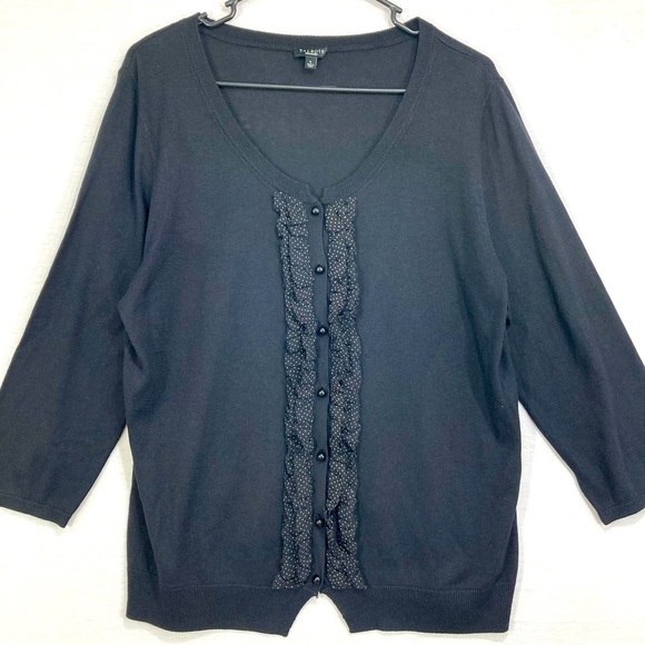 Talbots Tops - Talbots Black‎ Silk Blend Button Cardigan Size Large